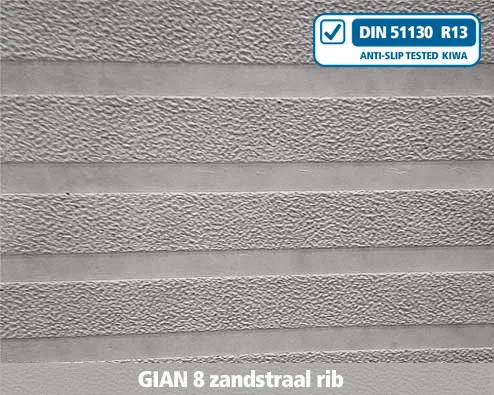 gian8 zandstraal rib beton, anti-slip, structuur, profiel, trap, trapneus