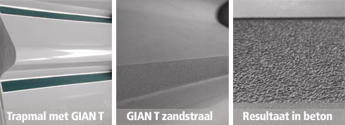GIAN T02, trapneus, zandstraal, beton, anti-slip, structuur, profiel, trap