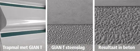 GIAN T04, trapneus, steenslag, beton, anti-slip, structuur, profiel, trap, bordes, galerij, balkon, brug, perron